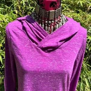 Lightweight Long Sleeve Hoodie Top Tee Magenta